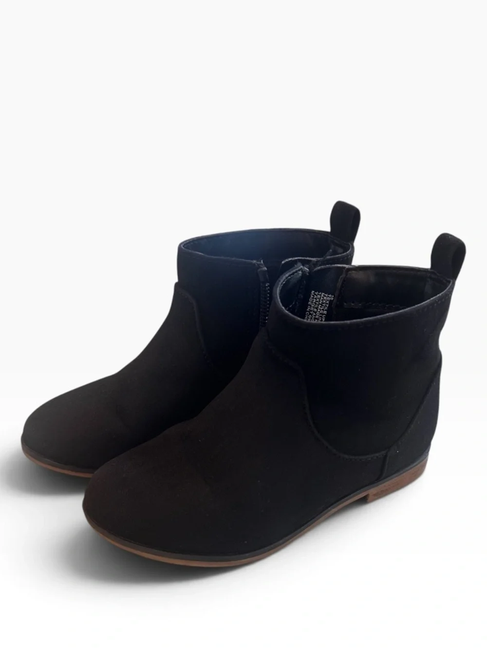 Cat & Jack Girls Black Faux Suede Side Zip Ankle Booties Size 10 Toddler 🥾